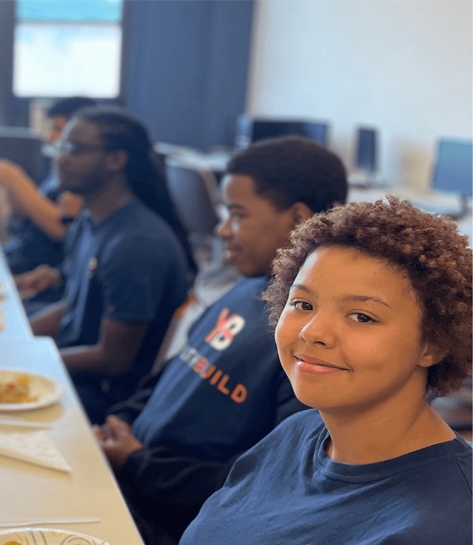 students eating